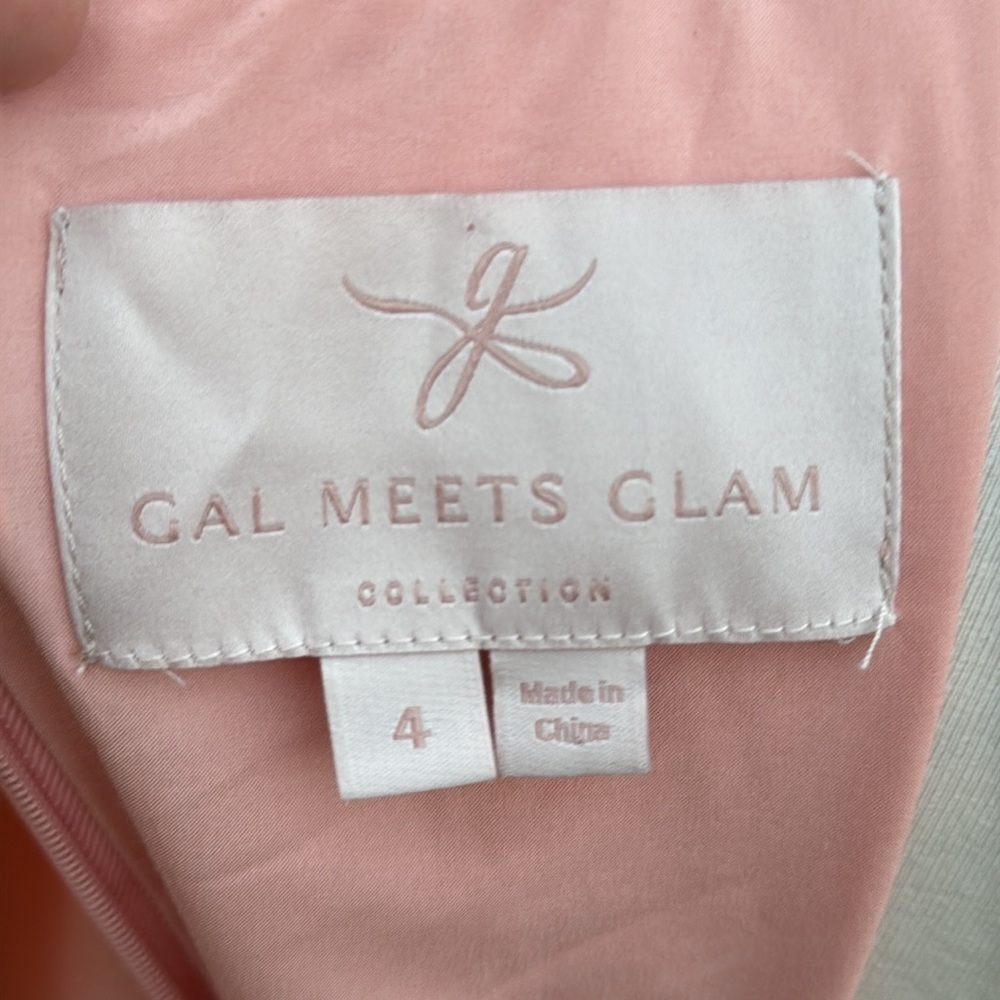 GAL MEETS GLAM Jane Tie Waist Midi Dress Coral PINK CREPE V NECK SIZE 4 - Picture 8 of 9